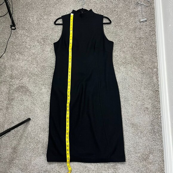 Banana Republic Black 100% Wool Mock Neck Sleeveless Midi Length Dress - Picture 10 of 11